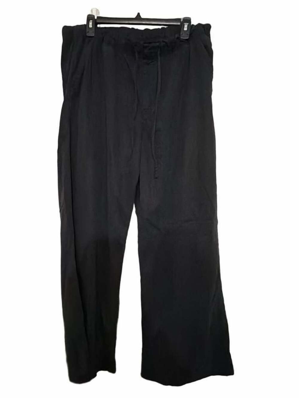 American Eagle Wide Leg Pants Size L Black Drawstring Waist Casual